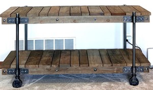 lot 121 image: Pottery Barn Williams Media Console with Industrial Design