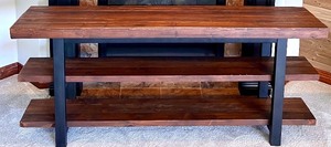 lot 122 image: Wooden Console Table with Metal Base