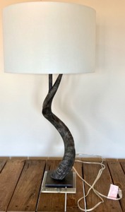 lot 127 image: Unique Antler Table Lamp with White Shade