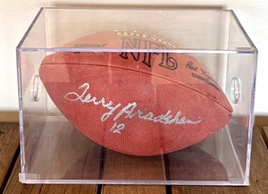 Signed Terry Bradshaw Wilson NFL Football in Display Case
