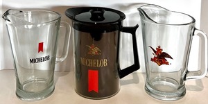 lot 139 image: Set of 3 Michelob Beer Pitchers - Glass and Plastic
