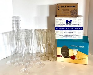 lot 142 image: Collection of Disposable Plastic Champagne Flutes and Party Picks