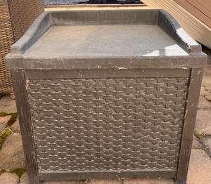 lot 151 image: Suncast Outdoor Resin Wicker Storage Box