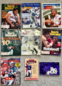 lot 154 image: Collection of 8 Vintage Sports Illustrated Magazines, Calendars, and Posters