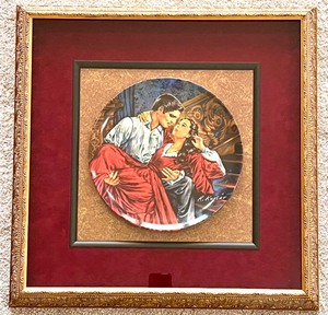 lot 164 image: Framed Collector Plate by R. Kursar Featuring Romantic Gone with the Wind Scene