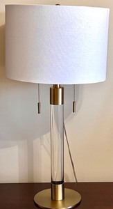 lot 306 image: Modern Glass and Gold Table Lamp with White Drum Shade
