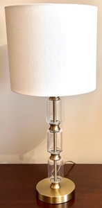 lot 307 image: Glass and Brass Table Lamp with Fabric Shade
