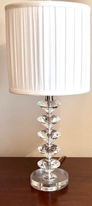 lot 309 image: Crystal Table Lamp with White Fabric Shade