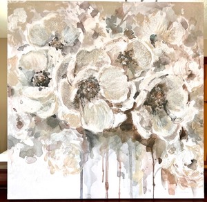 lot 314 image: Carol Robinson Quiet Moments Floral Artwork on Canvas