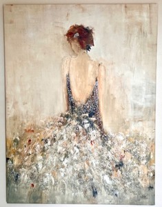lot 320 image: Original Canvas Painting of Woman in Evening Gown by Hedges