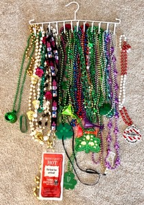 Collection of Novelty Themed Mardi Gras Beaded Necklaces and Accessories