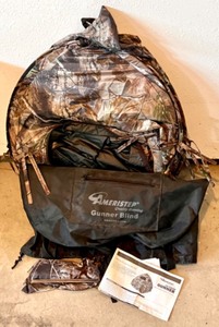 lot 422 image: Ameristep Gunner Blind for Hunting with Carry Pouch and Accessories