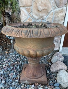 lot 427 image: Large Metal Outdoor Planter with Pedestal Base #1