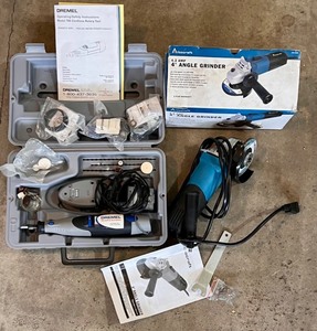 lot 437 image: Dremel 780 Cordless Rotary Tool and Altocraft 4 Angle Grinder Set