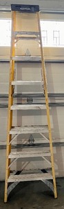 lot 442 image: Werner 10ft Fiberglass Step Ladder with Safety Labels