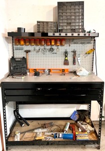 lot 443 image: Complete Workshop Workbench with Tools and Accessories