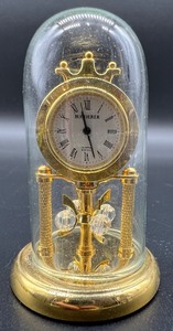 lot 456 image: Miniature 3 Bucherer Gold-Plated Quartz Crystal Dome Clock