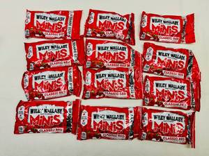 lot 208 image: 12x 3.5oz Wiley Wallaby Minis-Classic Red Licorice