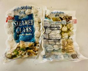 lot 55 image: C. 3x 16oz Steamer Clams in Garlic Butter-Heat & Serve