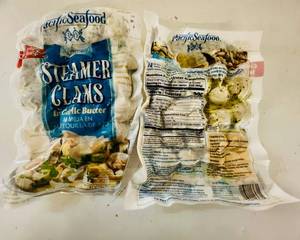 lot 56 image: C. 3x 16oz Steamer Clams in Garlic Butter-Heat & Serve