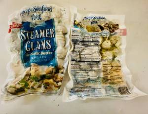 lot 57 image: C. 3x 16oz Steamer Clams in Garlic Butter-Heat & Serve