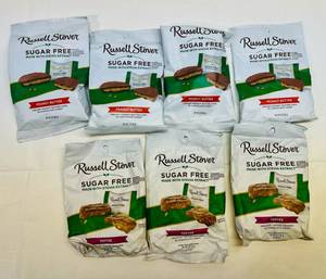 lot 82 image: SSS. 7x 3oz Bags Sugar Free Peanut Butter Cups(4) & Toffee(3)