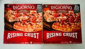lot 18 image: L. 2x 29.8oz DiGiorno Three Meat Rising Crust Pizzas