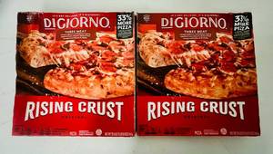 lot 19 image: L. 2x 29.8oz DiGiorno Three Meat Rising Crust Pizzas