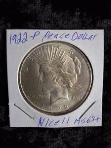 lot 7 image: 1922- P  Peace Silver Dollar