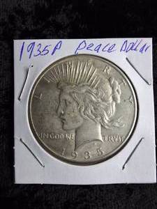lot 9 image: 1935 - P   Peace Silver Dollar