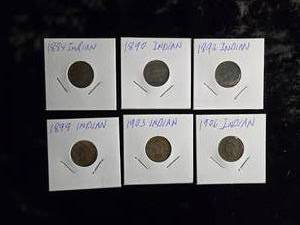 lot 29 image: 6 - Indian Head Pennies   1884, 1890,1892,1899,1903,1906