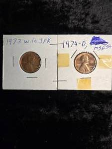 lot 32 image: 1973 Lincoln Cent with JFK 2 1974- DMS65