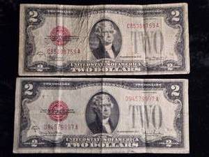 lot 41 image: 2-1928 U.S. $2.00 Bills