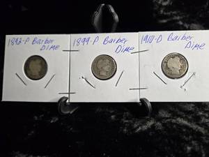 lot 21 image: 1892-P, 1899-P & 1910-D Barber Dimes
