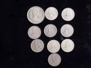 lot 61 image: 1967-68 Canada Silver  (1) Quarter, (8) Dimes