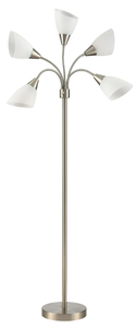 lot 137 image: Simplee Adesso 67 Adjustable 5 Lite Brushed Steel Metal Floor Lamp