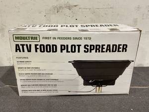 lot 110 image: Moultrie ATV Food Plot 50 lbs. Capacity Spreader with Hopper Cover to Protect SeedFertilizer