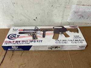 lot 281 image: Colt Spring M4 and Pistol Combo Kit, Two-Tone Tan & Black