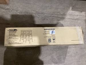 lot 499 image: Winsome Wood Huxton 2-Pc Bar Stool Set, Natural and White Finish, 29