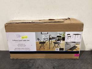 lot 626 image: 5PCS Mainstays Resin Card Folding Table and Four Folding Chairs Set