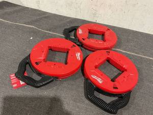 lot 168 image: LOT OF 3 Milwaukee Steel Fish Tape different Sizes