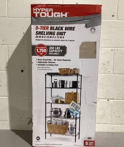 lot 533 image: Hyper Tough 5-Tier Wire Storage Shelves, 36 W x 16 D x 72 H, 1750 lb Load Capacity, Black
