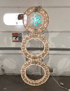 lot 539 image: 6 Pre-Lit Stacked Ornament Dcor, Gold Christmas Decoration