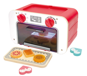 lot 191 image: Hape My Baking Oven With Magic Cookies - Red & White, Light & Sound Wooden Baking Toy, Cookies Change Color, Kitchen Food Playset, Kids Ages 3