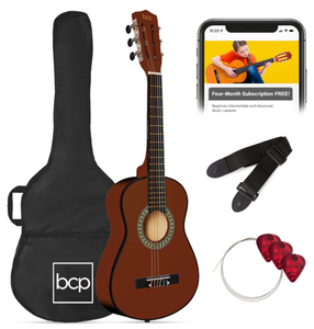 lot 546 image: Best Choice Products 30 Acoustic Guitar Beginner Starter Kit w Strap, Case, Strings