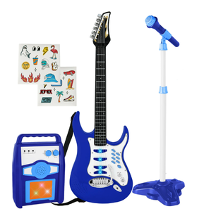 lot 635 image: Best Choice Products Kids Electric Musical Guitar Toy Play Set w 6 Demo Songs, Whammy Bar, Microphone