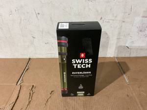 lot 337 image: Swiss Tech 6500 Lumen LED Flashlight Rechargeable Dual Power AAUSB, Charging Bank, IP67 Waterproof
