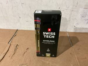 lot 338 image: Swiss Tech 6500 Lumen LED Flashlight Rechargeable Dual Power AAUSB, Charging Bank, IP67 Waterproof