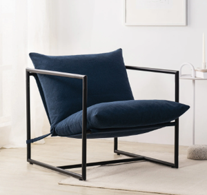lot 358 image: Zinus Aidan Metal Framed Sling Indoor Accent Chair, Navy