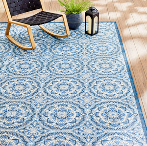 lot 474 image: Better Homes & Gardens 7x10 Blue Monarch Medallion Outdoor Rug